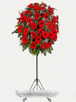  Körfez Çiçek - Kırmızı Gerbera Ferforje