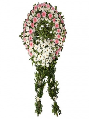 Körfez Çiçekçi - Pembe Beyaz Gerbera Cenaze Çelengi