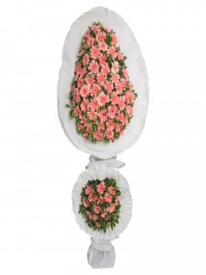  Körfez  - Pembe Gerbera İkili Sepet/Çelenk